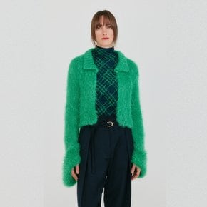 ZIGGY Textured Collar Knit Cardigan - Green