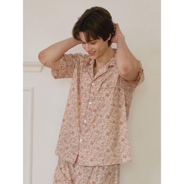 남성 마멀레이드 코튼 반소매 카라 투피스 잠옷