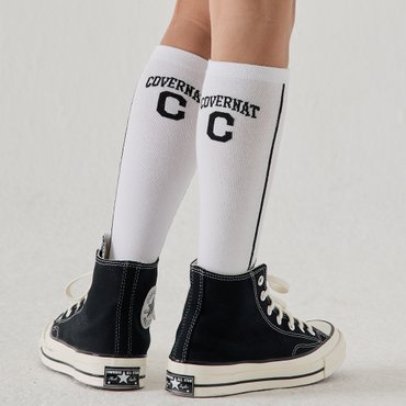 커버낫 키즈 컬리지 아치로고 니삭스 화이트 CK2501SK61WH
