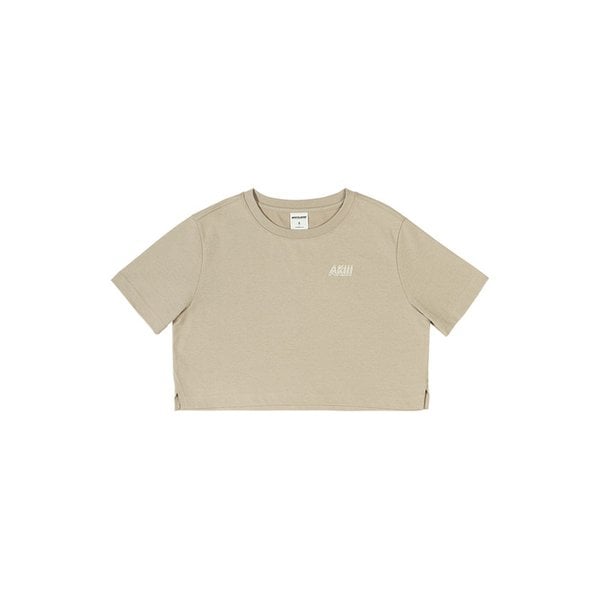 플레인 크롭 반팔티 샌드