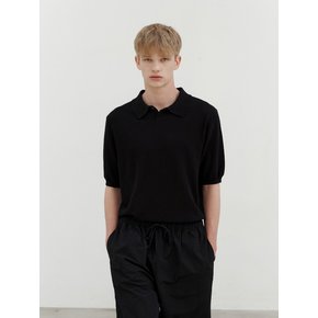 Linen collar half 1/2 knit (black)