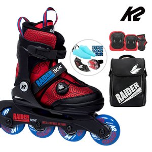 K2스케이트 K2 인라인 스케이트 레이더 보아 레드블루 아동인라인스케이트+가방+보호대 신발건조기 휠커버