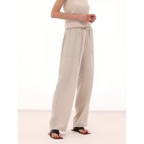 Linen Bending Wide Pants _Beige