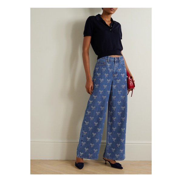 크리스털 장식 하이라이즈 와이드 진 블루 1647597350558497