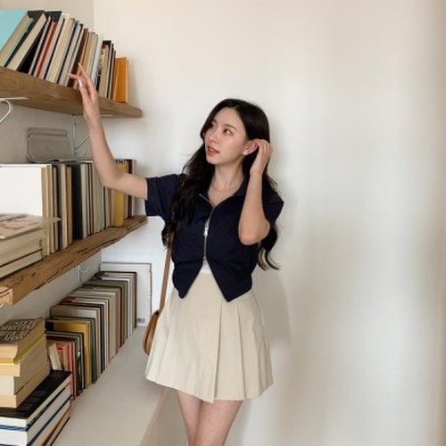 여자 페미닌 투웨이 카라 크롭 집업 2