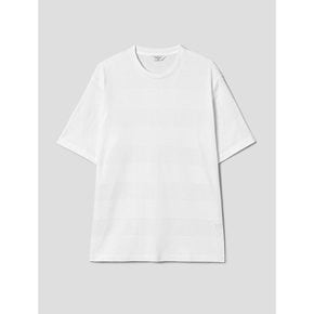 [CARDINAL] 라운드넥 조직감 반팔 티셔츠  화이트 (GC3342C021)