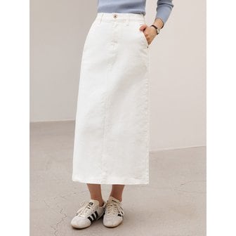 하이파이브 화이트 시크릿밴딩 뒷트임 롱 스커트