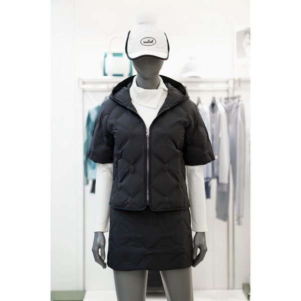 [여주점] 골프웨어 여성 골프 후드 핫멜트 반팔 구스 다운 점퍼 WOA03