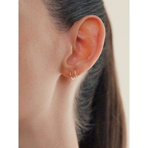 14k 솔리드 더블 링 원터치 귀걸이 (14k골드) LFE53