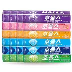 HALLS 호올스 캔디 27.9g 6종 x4세트 총24개(라임/멘톨/아이스블루/오렌