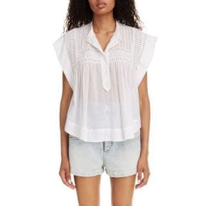 4626672 Isabel Marant Etoile Leaza Smocked Yoke Cotton Shirt