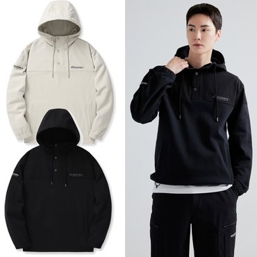 디스커버리 [24S/S] 디스커버리 DMHD37041 남성 반집업 하이브리드 후드 티셔츠 후드