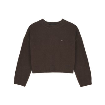 얀13 ROUND SLIT CROP KNIT_BROWN