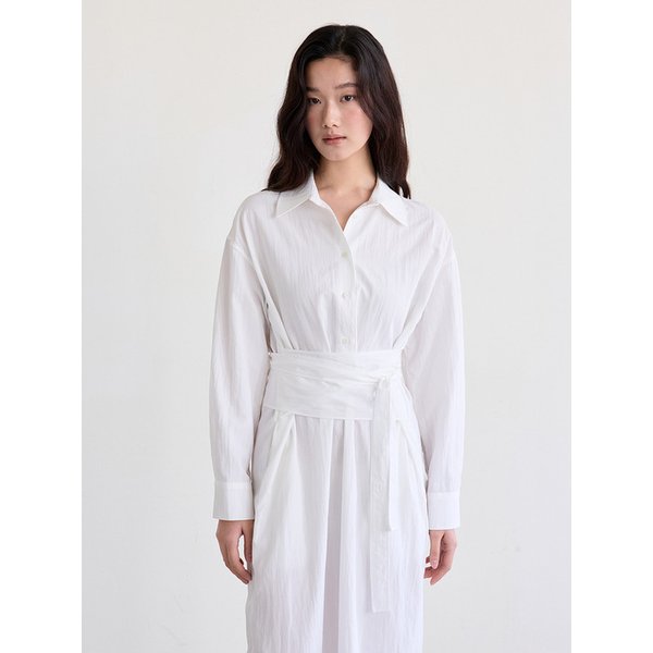Feminine Wrap Tie Dress (Ivory)