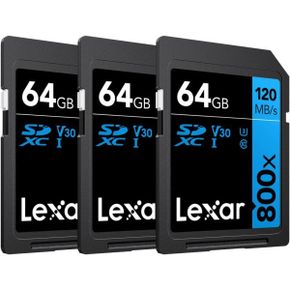 미국 렉사 sd카드 Lexar 64GB HighPerformance 800x UHSI SDXC Memory Card Blue Series 3Pack 1