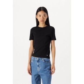 5002775 Calvin Klein LABEL FITTED TEE - Basic T-shirt black