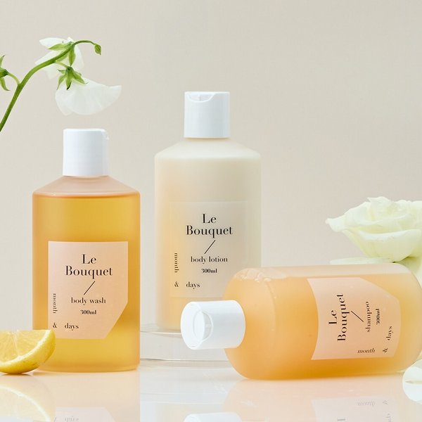 [3SET] 먼스앤데이즈 퍼퓸케어 르 부케 저용량 풀패키지 플로럴향 (샴푸 300ml + 바디워시 300ml