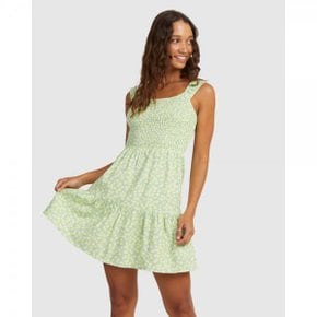 4376445 Roxy Womens Rosie Waves Mini Dress - QUIET GREEN FLORAL DELIGHT S