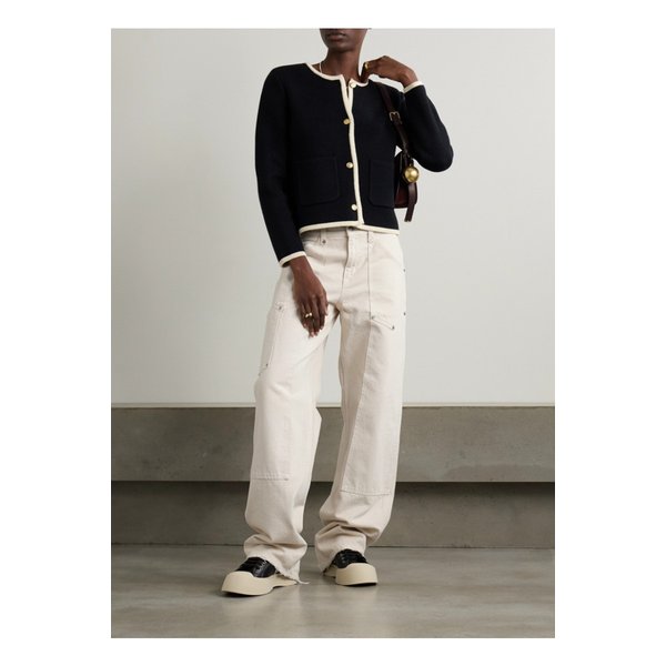 워크웨어 프레이 장식 미드라이즈 보이프렌드 진 크림 1647597342814083