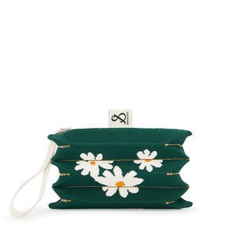 조셉앤스테이시 Lucky Pleats Pouch S Daisy Deep Forest