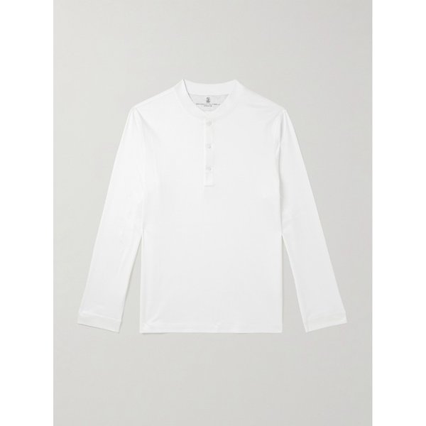 브루넬로쿠치넬리 슬림 코튼 저지 헨리넥 티셔츠 46376663162902665