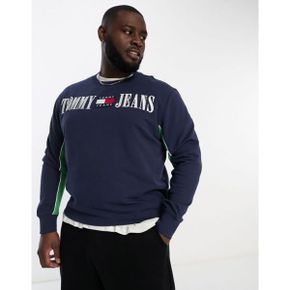 3462710 Tommy Jeans 토미진 빅앤 톨 그래픽 스트라이프 로고 맨투맨 남색