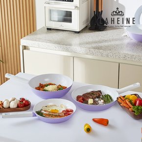 더 퀀 포토프 퍼플 IH 세라믹코팅 프라이팬 3종 세트 (24팬+28팬+28웍 궁중팬)