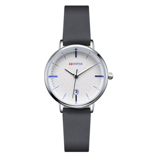 [옷자락] 여성 클래식 그레이 가죽 손목시계 면접용