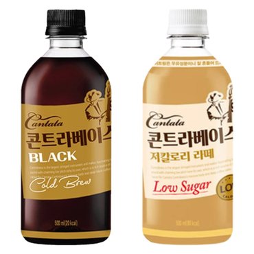  [칸타타] 콘트라베이스 콜드브루 블랙 500ml x 12PET + 저칼로리 라떼 500ml x 12PET(총24PET)