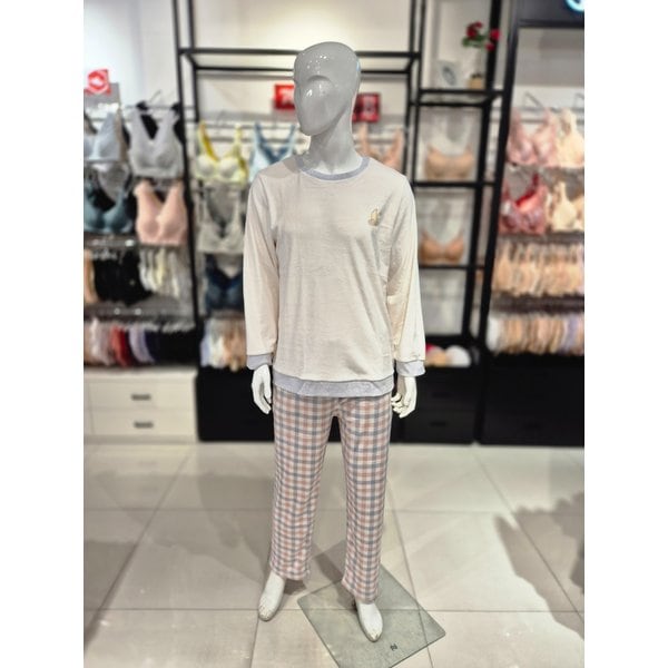 [시흥점] S 비너스) 극세사 별,달자수 체크 홈웨어 세트 [VEV3862M/VEP3862M-BE]