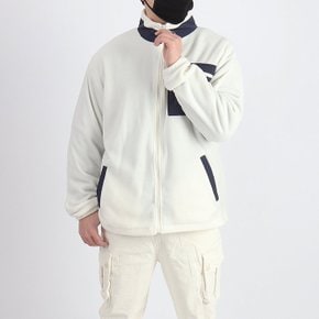 WTD 남자 빅사이즈 가슴 포켓 배색 후리스 집업 ~3XL