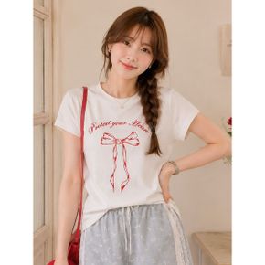 리본 프린팅 반팔 티셔츠 G6MTS041P _P426526449