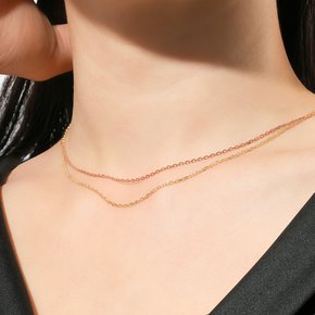 14K 각줄 체인 목걸이 줄 핑크 골드 1.4mm