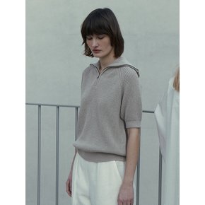 PAPER BLEND HALF ZIP-UP KNIT TOP