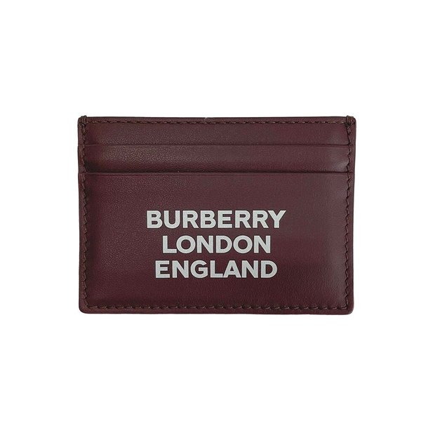 로고 가죽 카드 지갑/버건디/80388441