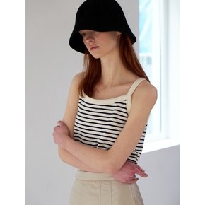 HEAVY GAUGE STRIPE SLEEVELESS SHIRT BLACK