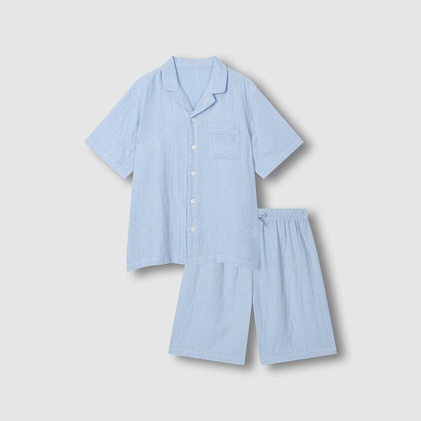 남 썸머 더블 코튼 5부 파자마 세트 J216201146052