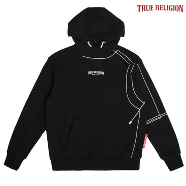 트루릴리젼 [TRUE RELIGION] 라인 아트 후드 티셔츠 블랙