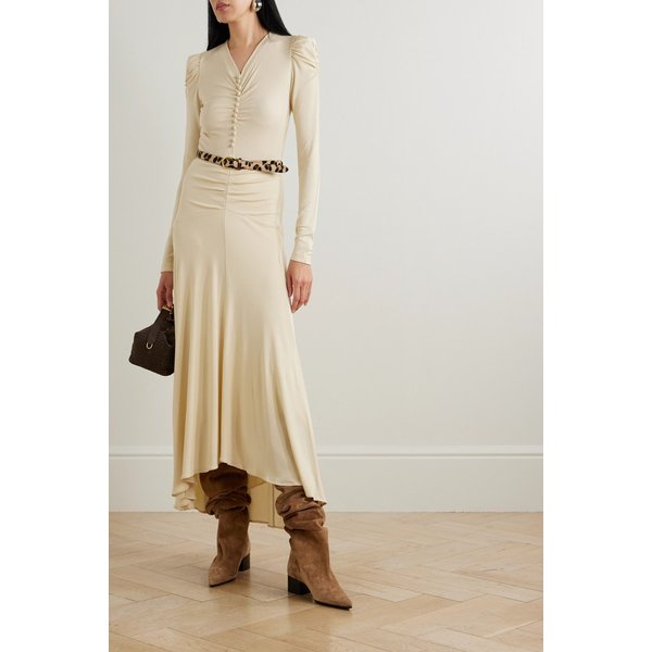 네즈마 어시메트릭 개더 스트레치 저지 미디 원피스 46376663162989487