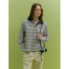 MULTI STRIPE COLLAR T-SHIRT (ivory stripe)