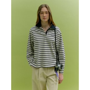 MULTI STRIPE COLLAR T-SHIRT (ivory stripe)