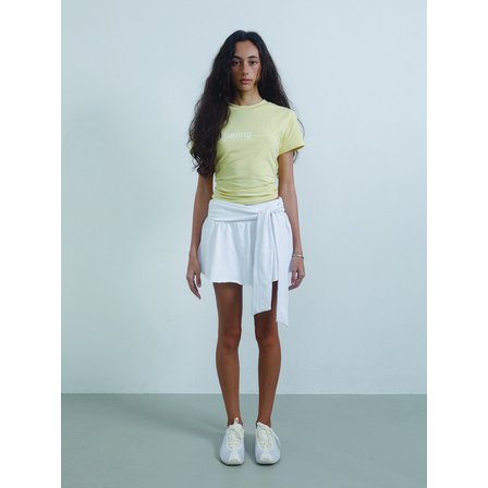 웻태그 BUFFERING FITTED WAIST CROP T-SHIRT BUTTER