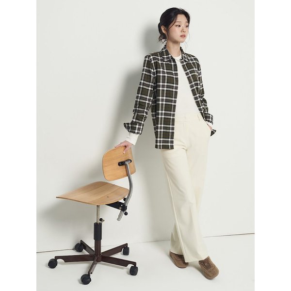 기모 체크 레귤러핏 셔츠  카키 (BF5964C01H)
