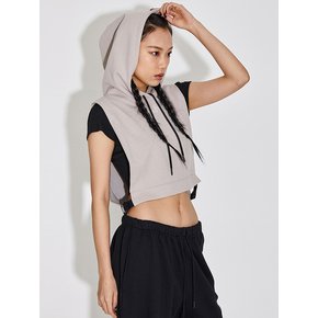 SIDE BUCKLE SLEEVELESS HOODIE_T316TP125