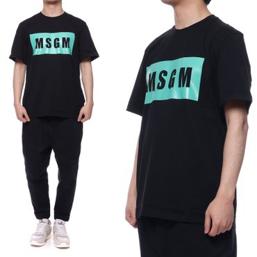 MSGM 21SS 남성 로고 박스 반팔 티셔츠 3040MM6721709899A21S 3040MM6721709899A