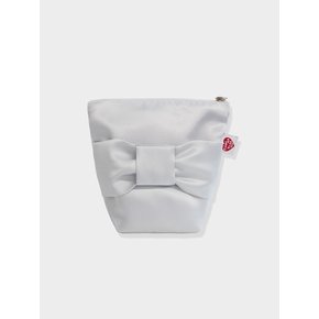 Satin Bow Pouch_silver