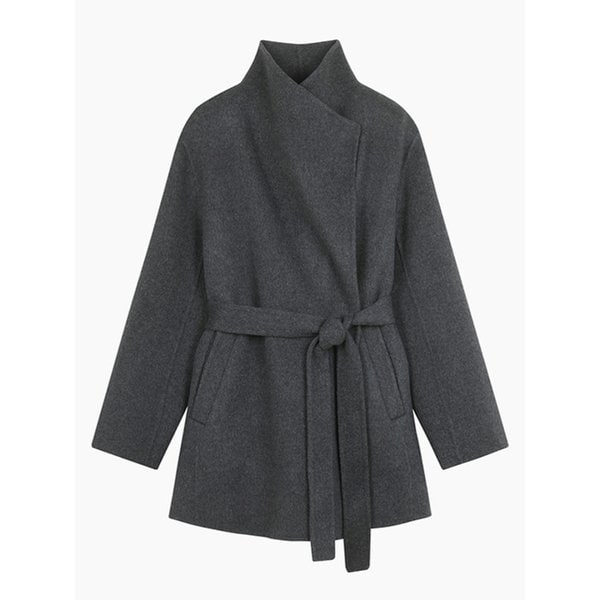 아미고 하이넥 벨티드 미디 코트_SACTE6561DT