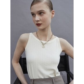 OU605 rib scoop neck sleeveless (cream)