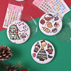 그리기 뱃지 만들기 세트 겨울 크리스마스 스티커 꾸미기 DIY 보호커버 키트 소품 체험