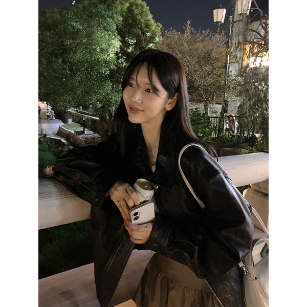 [단독] Italian Vegetable Lambskin Leather Jacket_Black